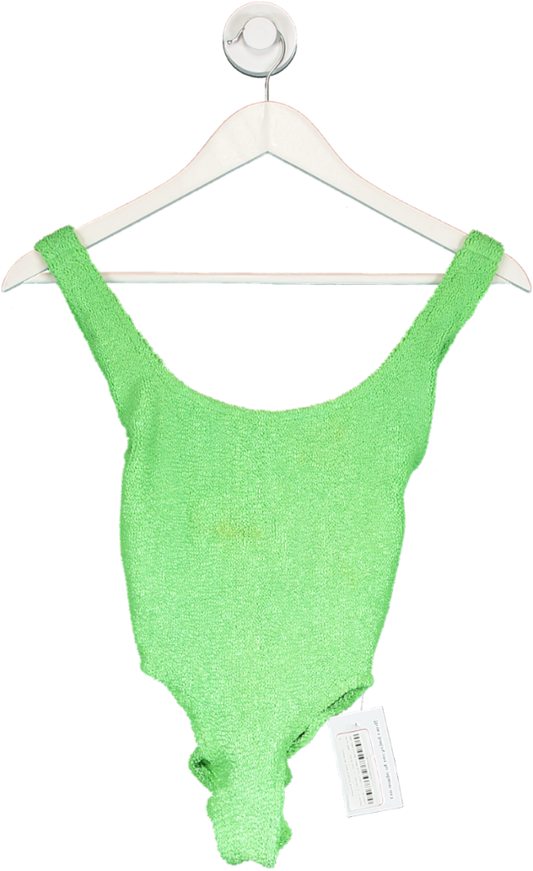 Hunza G Green Emerald Square Neck Swimsuit One Size