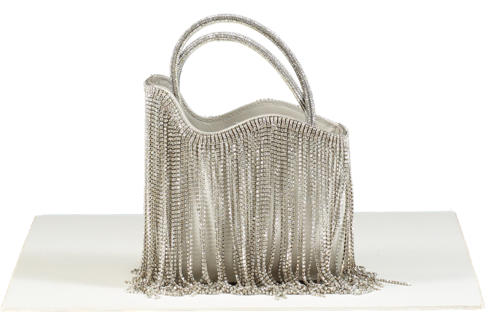 Le Silla Ivy Silver Rhinestone Fringe Mini Bag