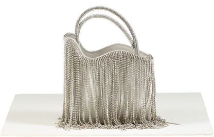 Le Silla Ivy Silver Rhinestone Fringe Mini Bag