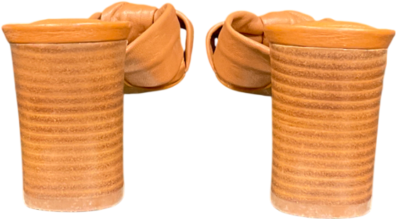 Dune Brown Maizing - Tan Knot Detail Heeled Mules UK 5 EU 38 👠