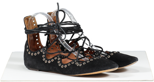Isabel Marant Black Flat Lace Up Gladiator Sandals UK 6 EU 39 👠