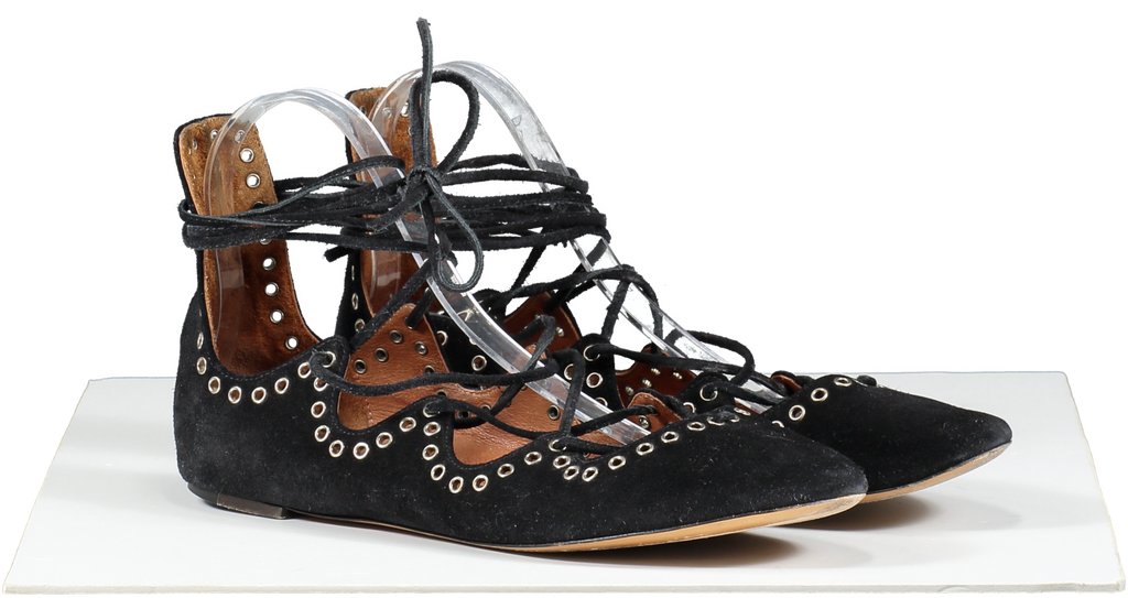 Isabel Marant Black Flat Lace Up Gladiator Sandals UK 6 EU 39 👠