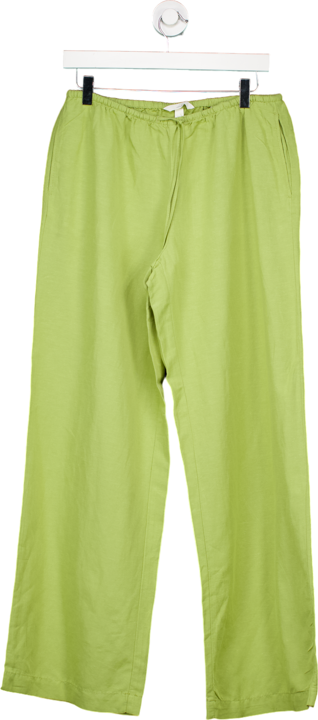 H&M Green Linen Blend Trousers UK M