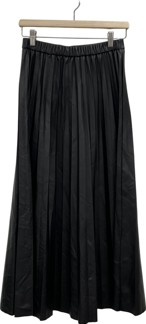 TU Black Faux Leather Pleated Midaxi Skirt UK 6