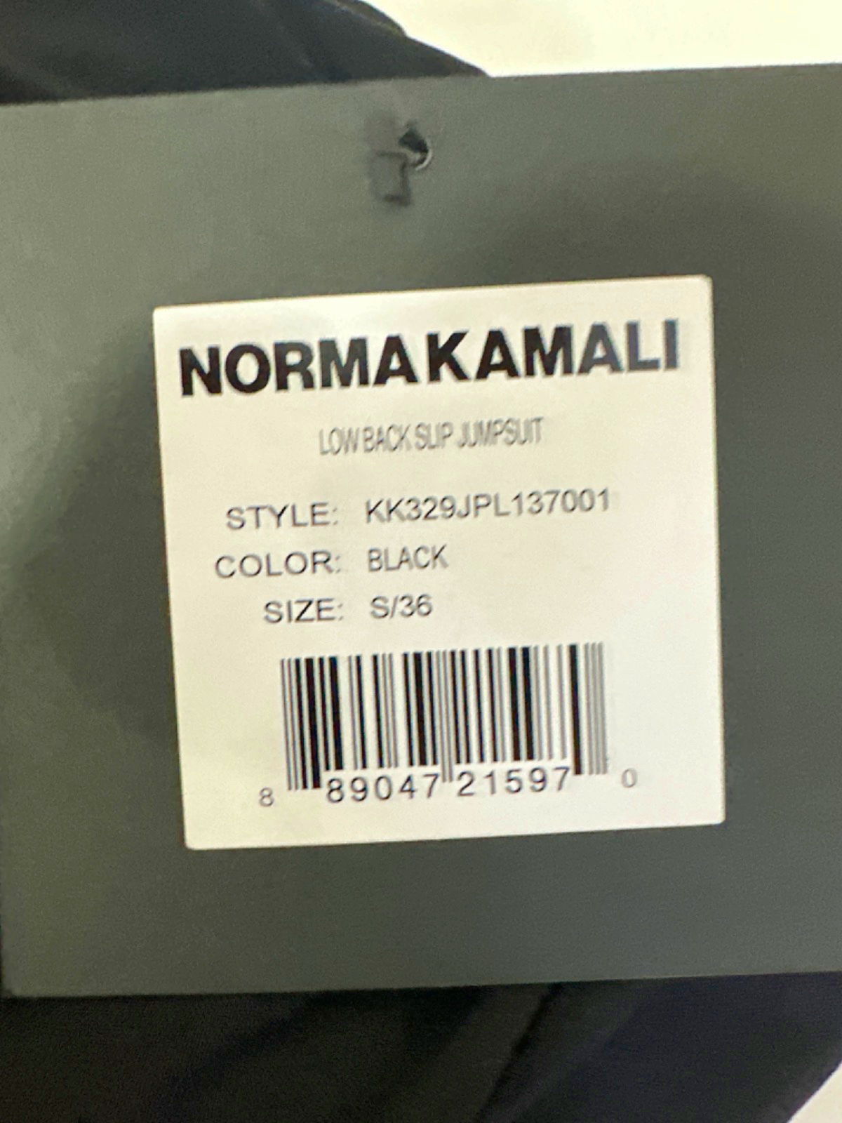 Norma Kamali Black Low Back Slip Jumpsuit S/36