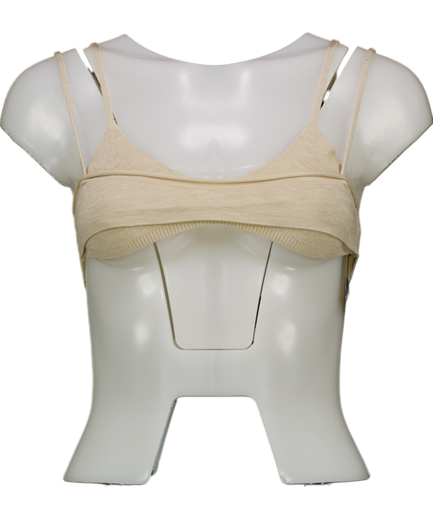 JACQUEMUS Beige Rib-knit Bra Top UK M