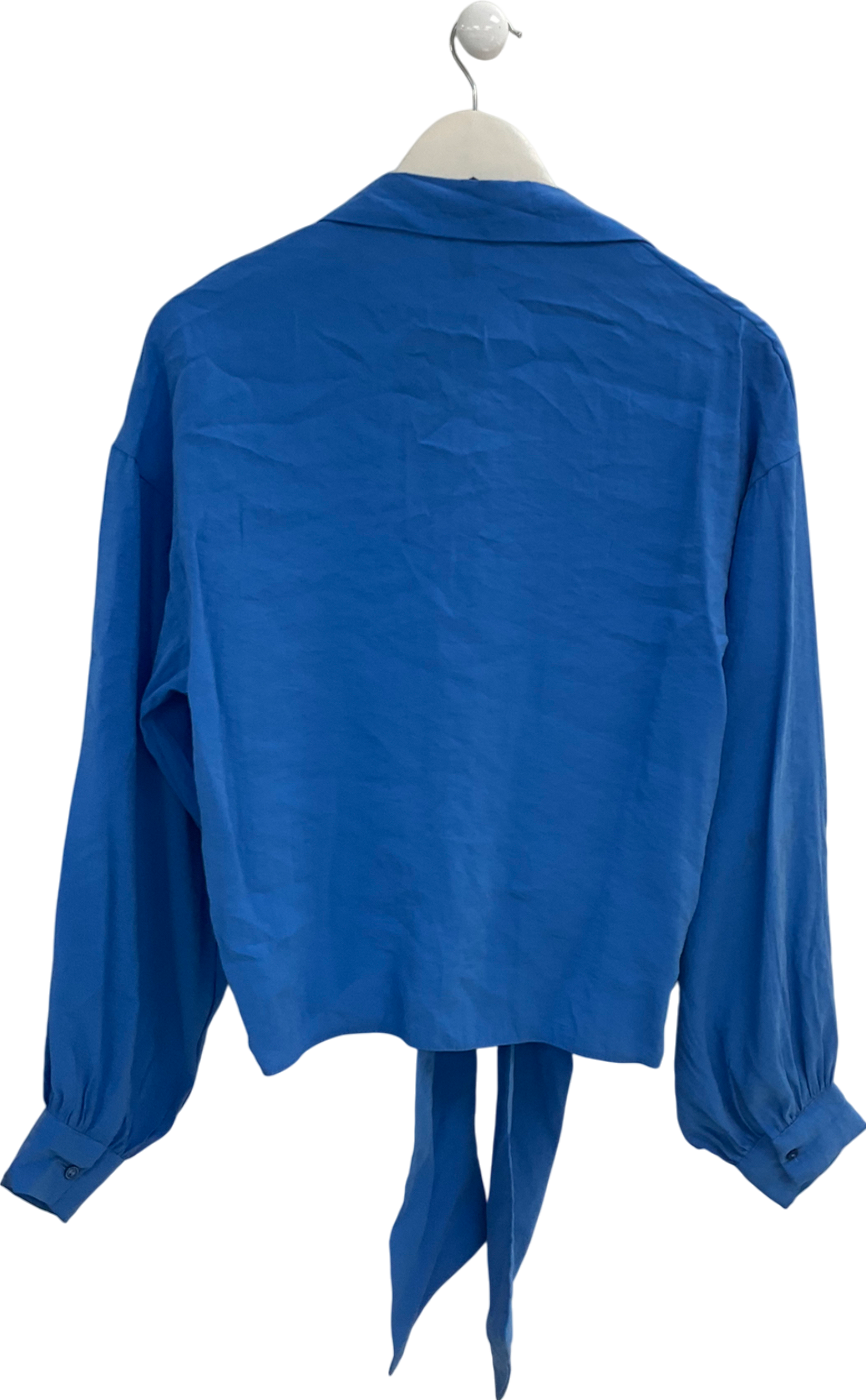 New Look Blue Tie Front Shirt UK 10