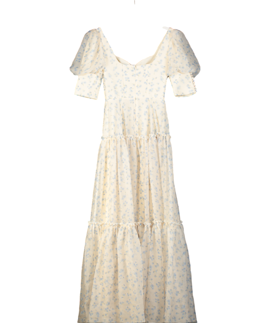ALB Anne Louise Cream/ blue floral Buttercup Dress UK 6