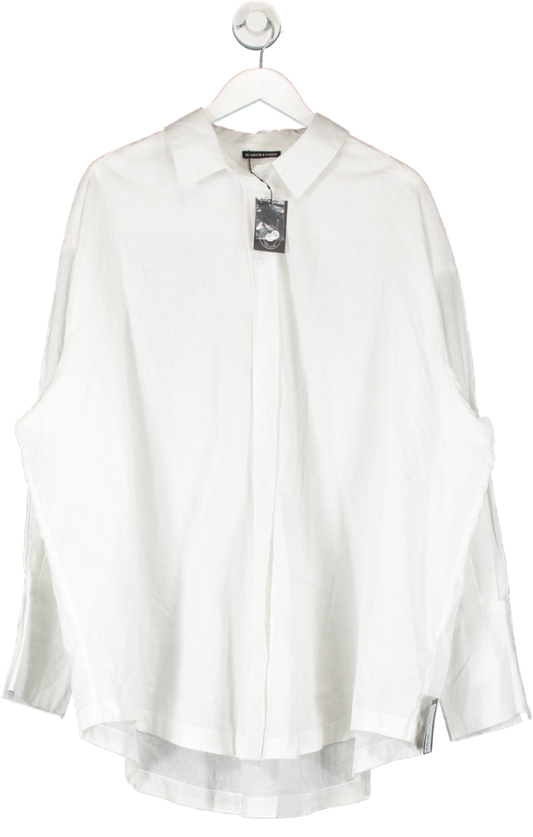 Noughts & Kisses White Lula Oversized Cotton Shirt One Size