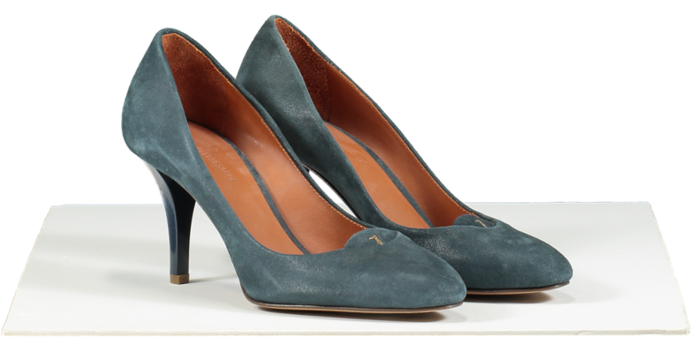 TRUSSARDI Blue Suede Mid-heel Court Shoes UK 3 EU 36 👠