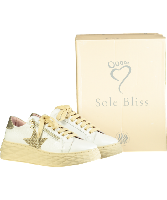 Sole Bliss White Petra Leather & Raffia Trainers UK 7 EU 40 👠