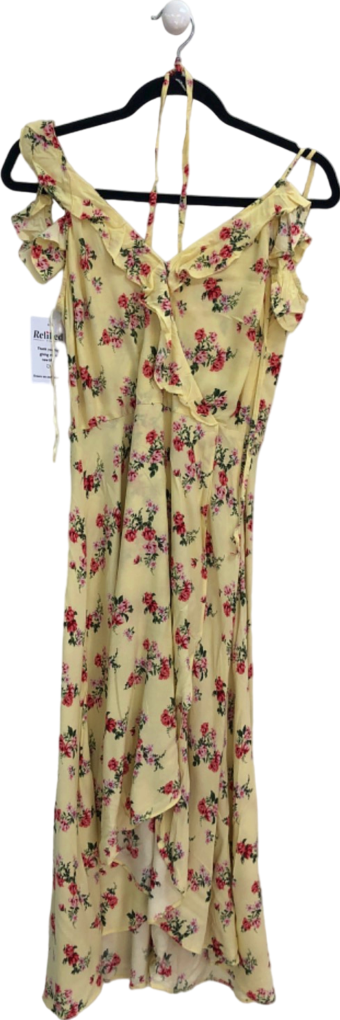 New Look Yellow Floral Ruffle Dress UK 10