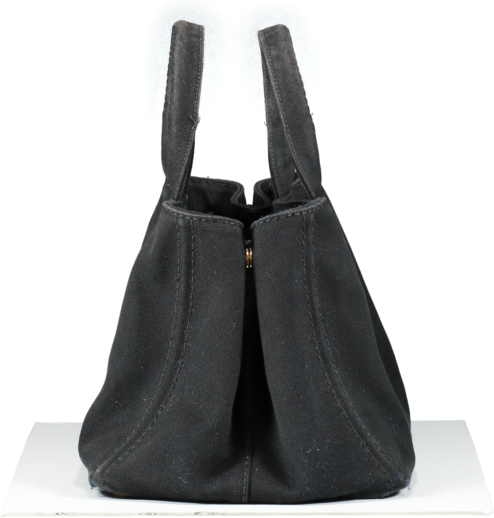 Prada Black Small Cotton Canvas Logo Tote