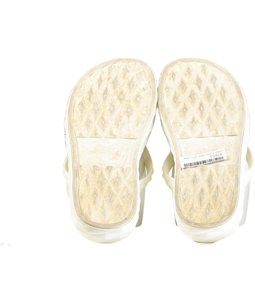 Jimmy Choo White Diamond Flip-flop Sandals UK 4 EU 37 👠