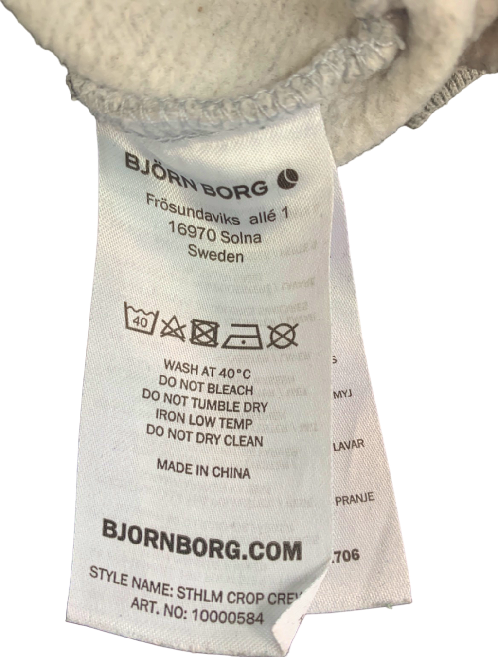 Björn Borg Grey STHLM Crop Crew Sweatshirt S