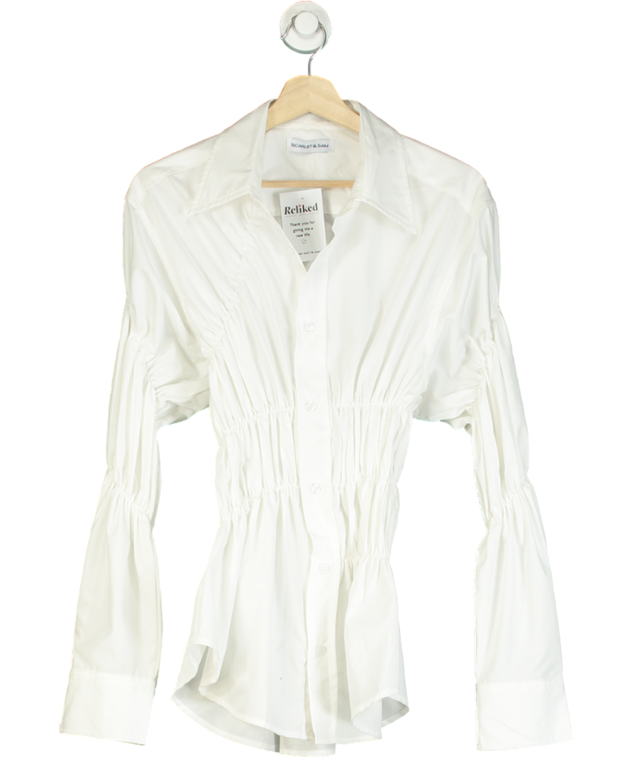 scarlett & sam White Scrunched Shirt UK XS