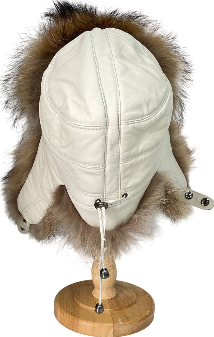 White Faux Fur Bucket Hat One Size