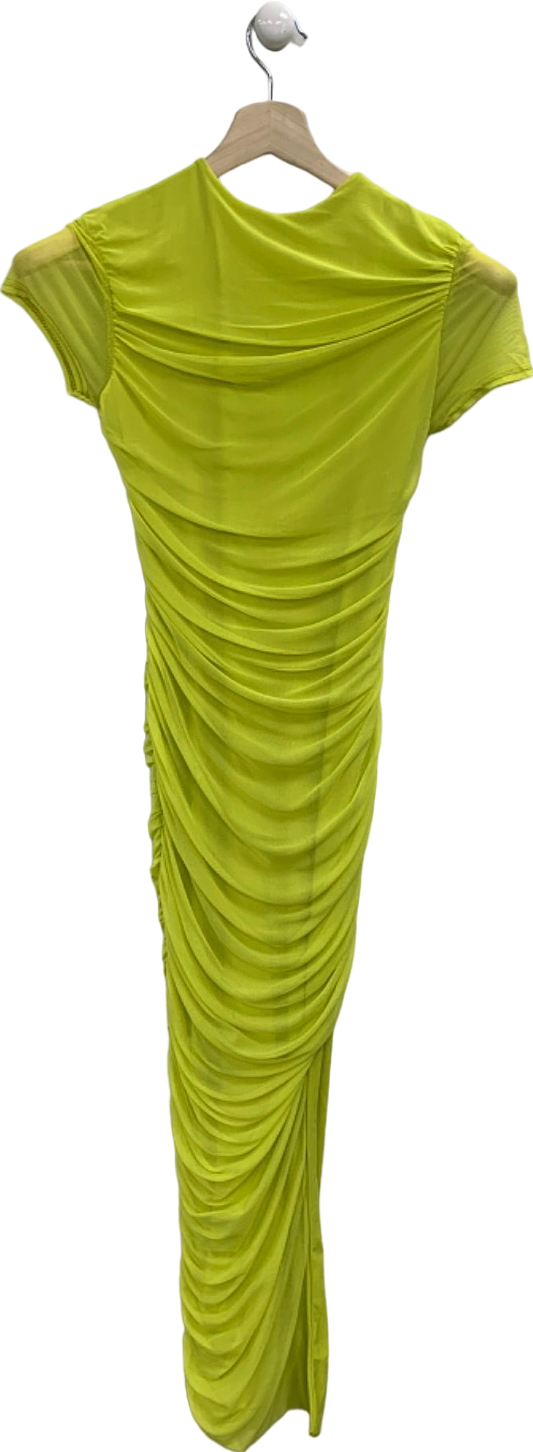 Club L Lime T Shirt Style Midi Dress With Mesh Overlay And Curved Skirt UK 8