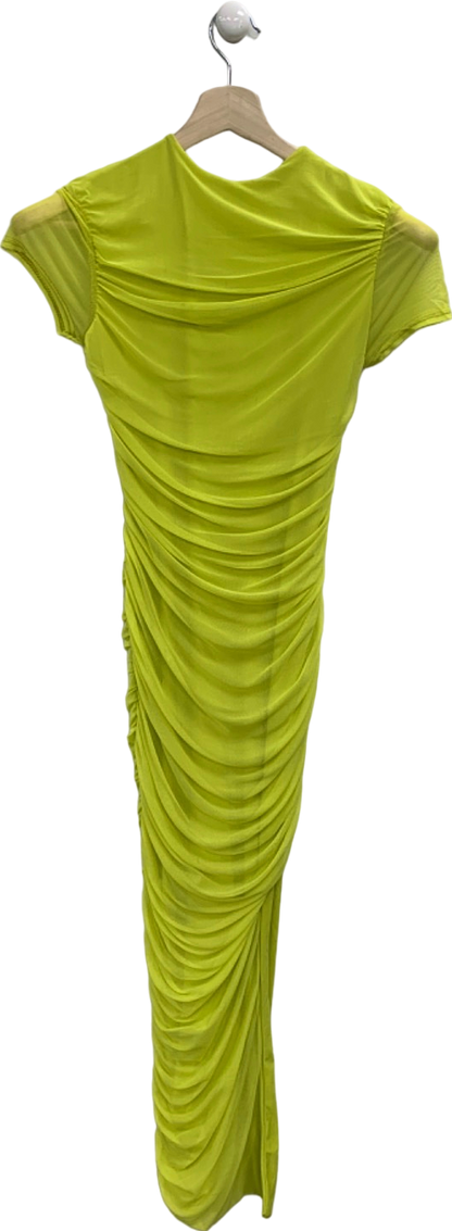 Club L Lime T Shirt Style Midi Dress With Mesh Overlay And Curved Skirt UK 8