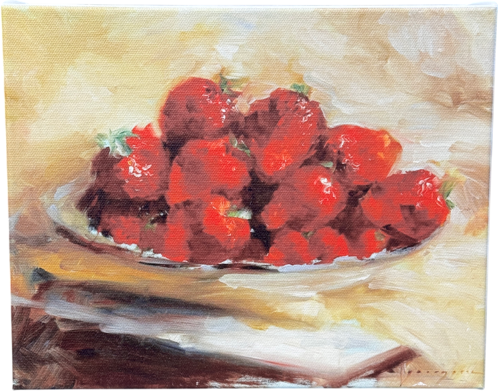 Artfully Walls Summer Strawberries Oil On Canvas Print By Georgesse Gomez
