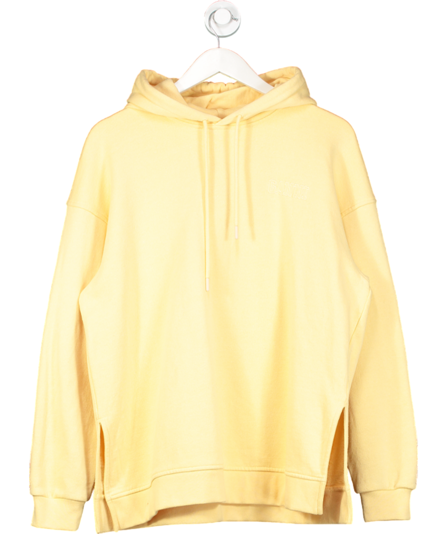Ganni Yellow Software Oversized Embroidered Hoodie UK S/M