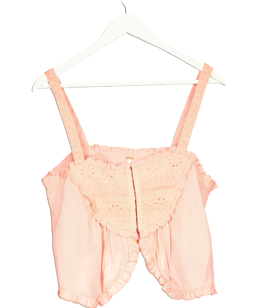 Free People Pink Sweet Sarah Relaxed Square Neck Top UK 8