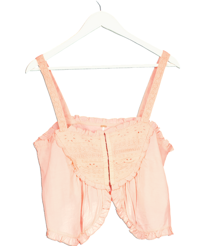 Free People Pink Sweet Sarah Relaxed Square Neck Top UK 8