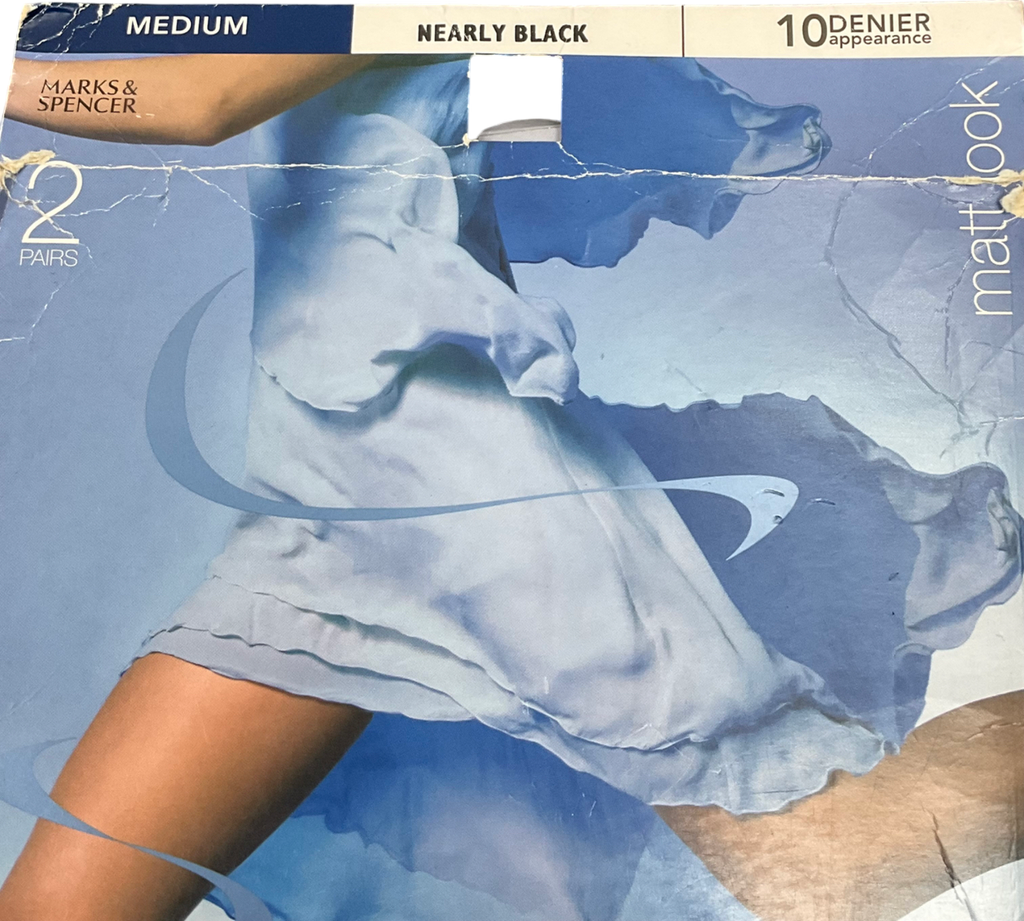 M&S Black Light Support Matt Look 10 Denier Tights - 2 Pack UK M