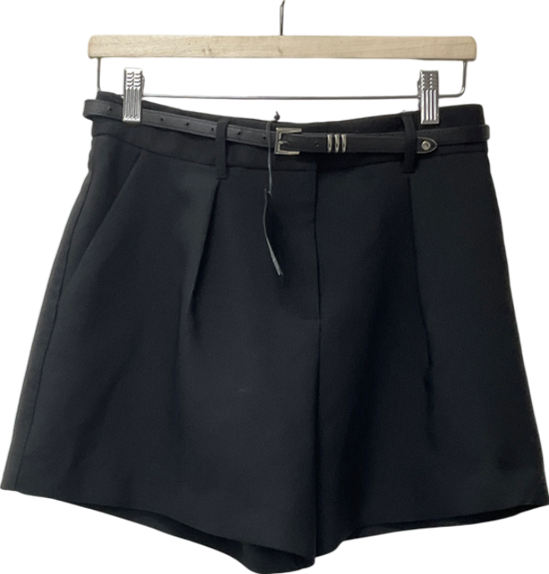 River Island Black Tailored Shorts With Belt UK 10