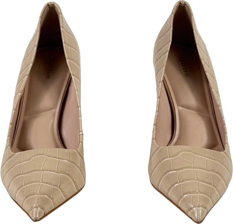 DUNE Nude Assured Beige Embossed Leather High Heel Shoes UK 6 EU 39 👠