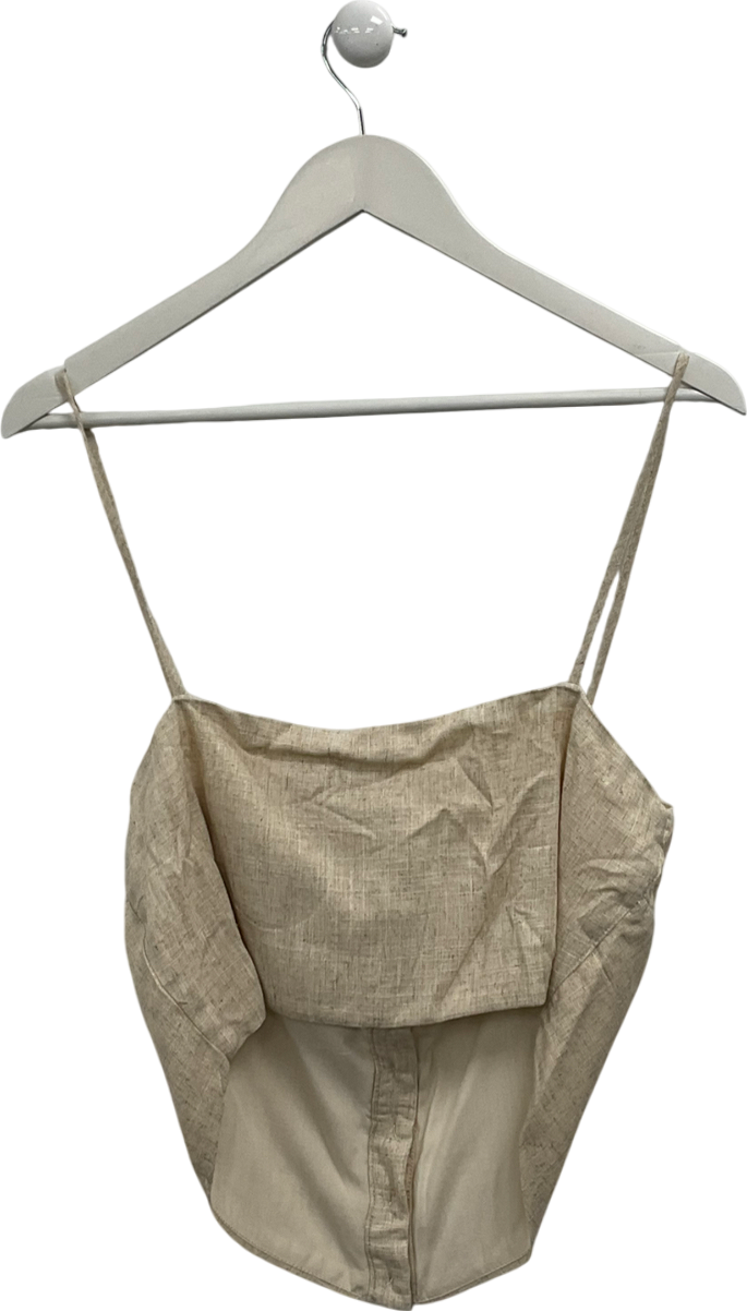 White Fox Beige Act The Part Linen Top UK XL