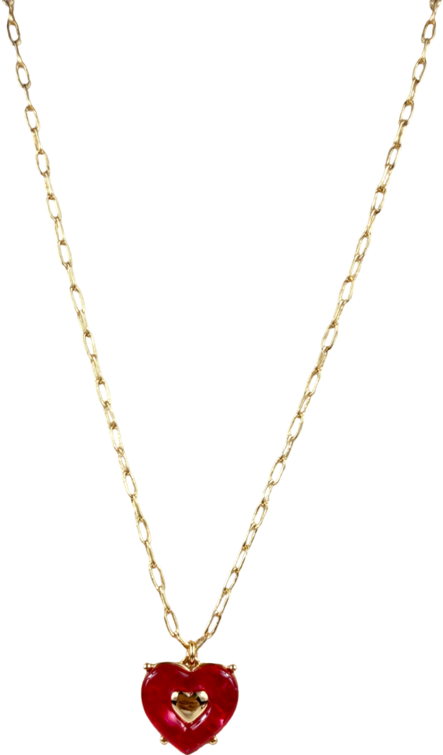 Talbots Metallic Red Velvet Heart Pendant Necklace One Size