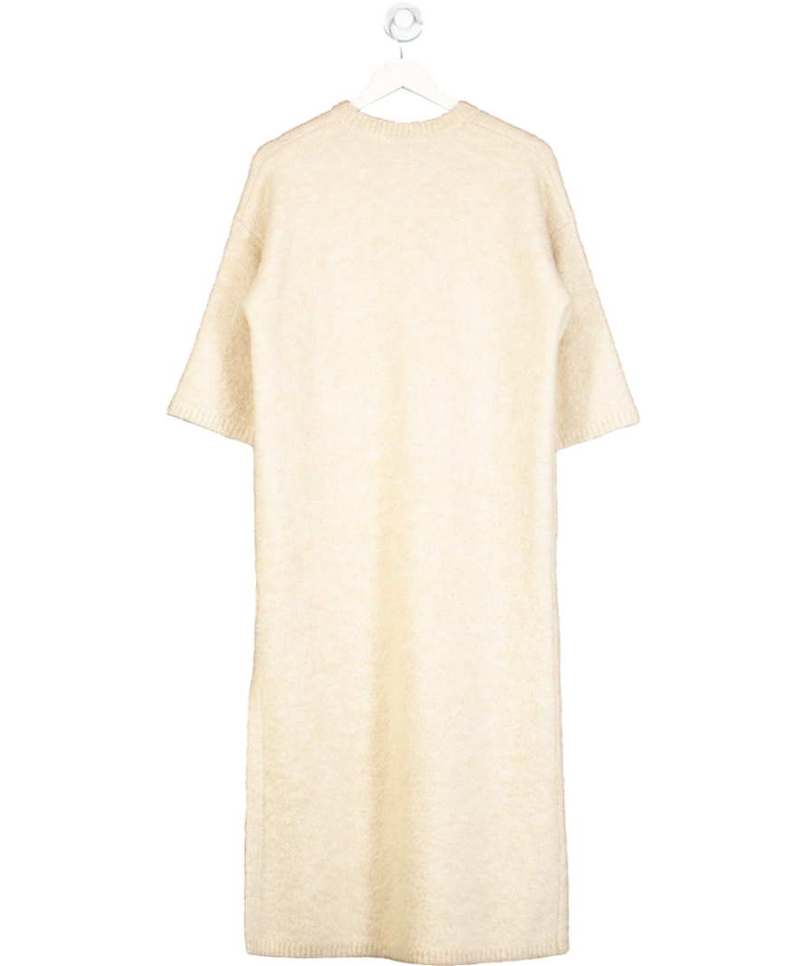 H&M Cream Boucle Knit Midi Dress UK M
