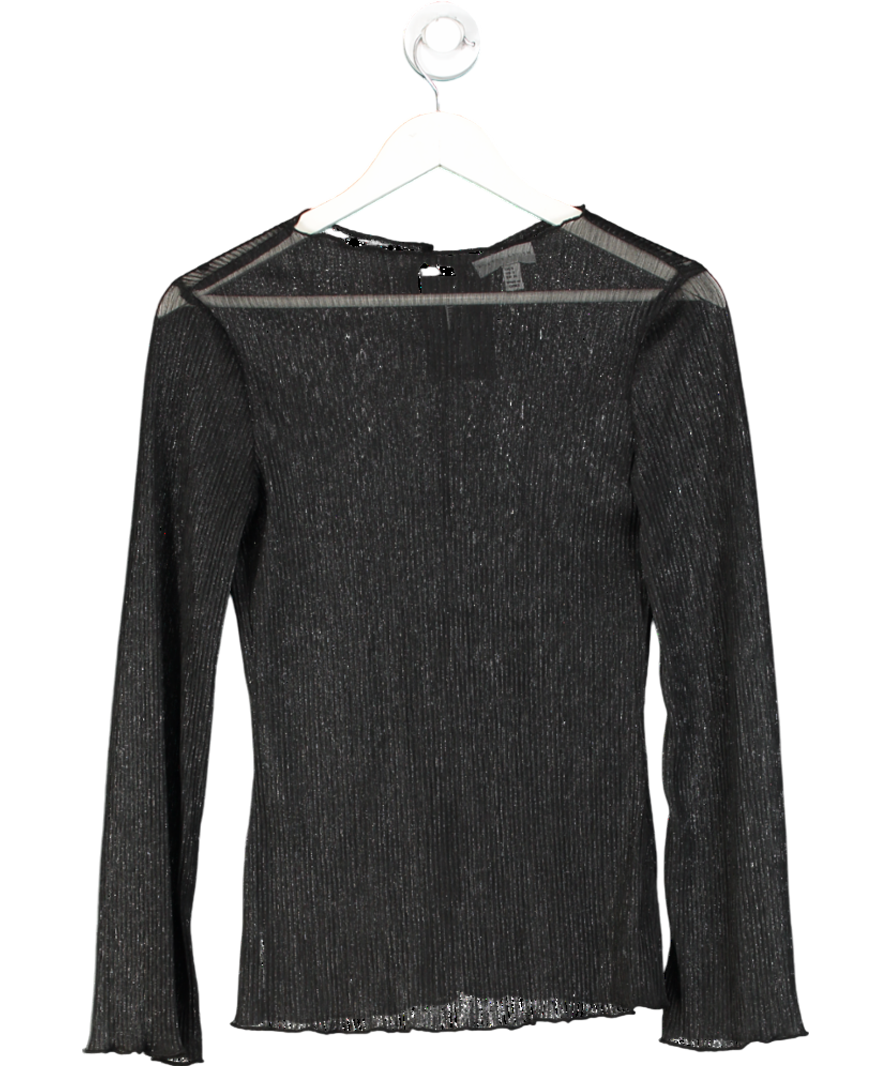 PRETTY LAVISH Black Pleated Flared Sleeve Top UK 6