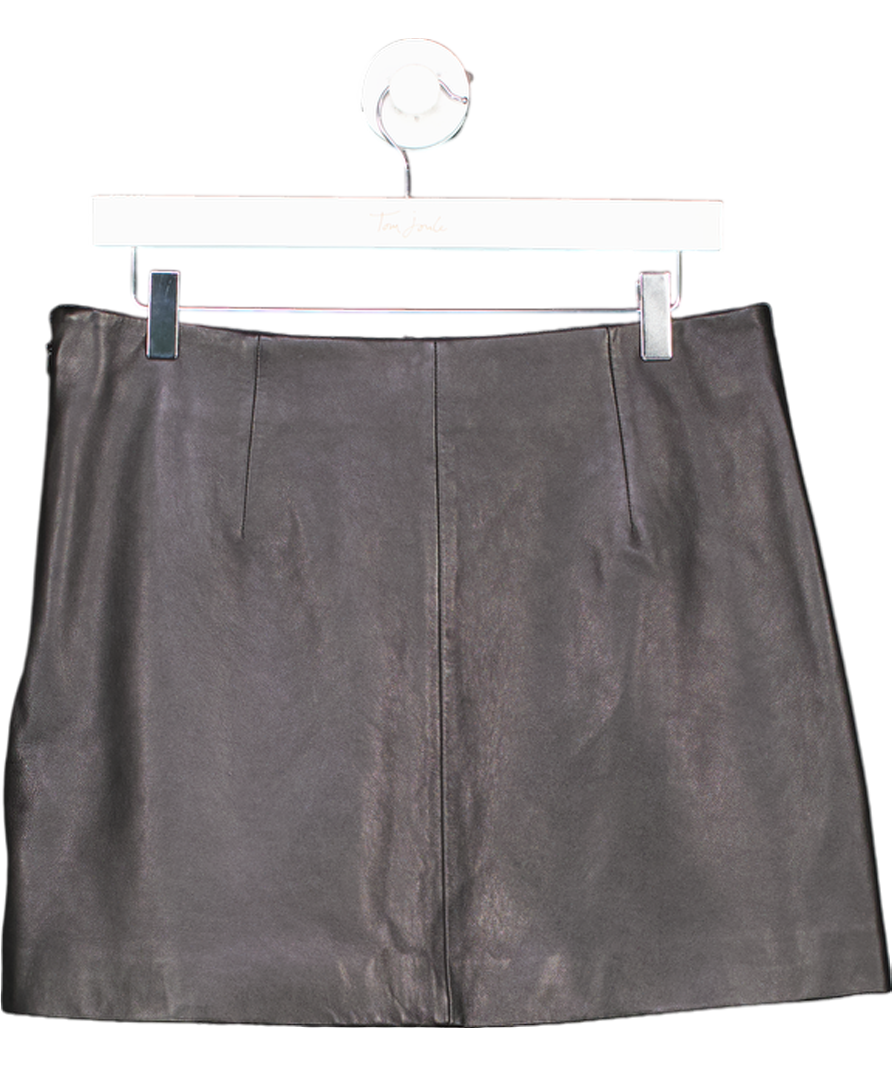 AllSaints Black Renai butter soft leather Mini Skirt UK 10