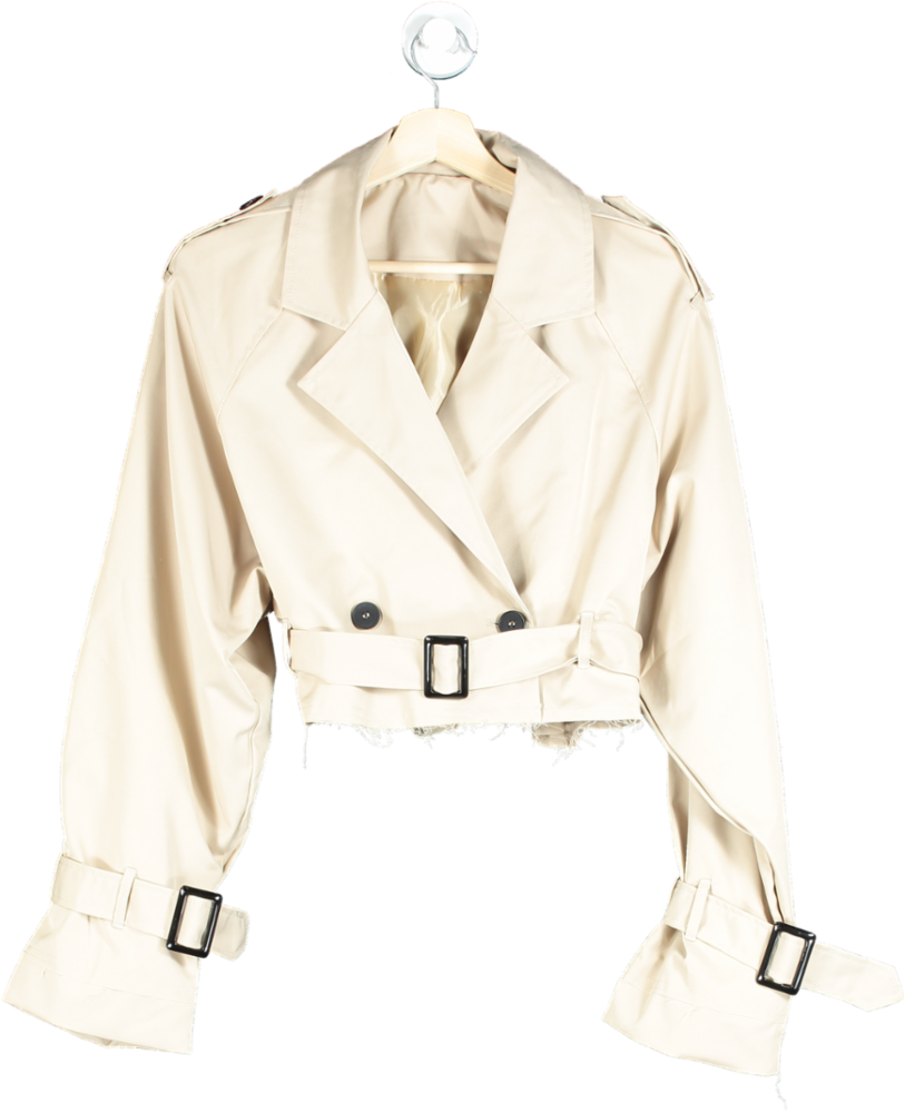 Beige Cropped Trench Coat UK M