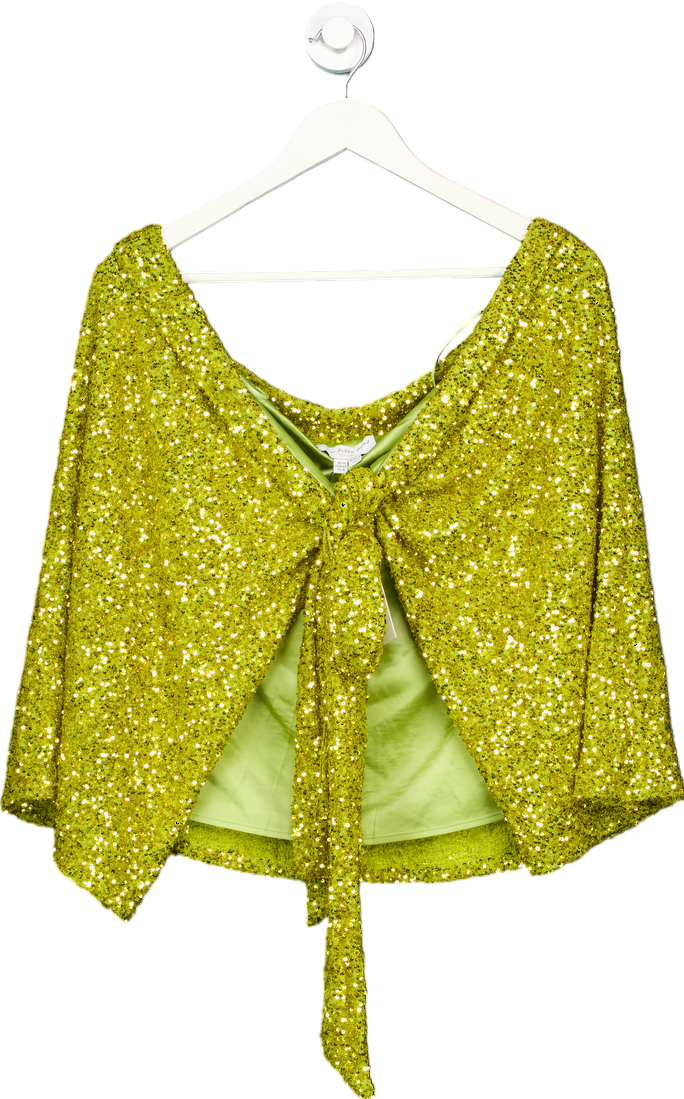 Never Fully Dressed Lime Sequin Mini Jaspre Skirt UK 14