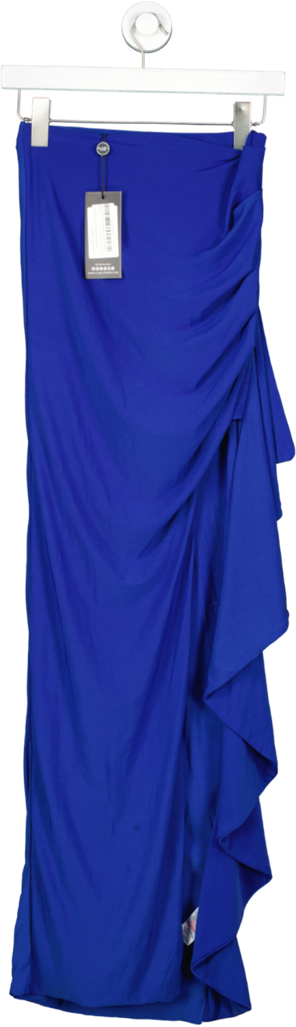 Club L La Belle Blue Ruffle Maxi Skirt With Thigh Split UK 8
