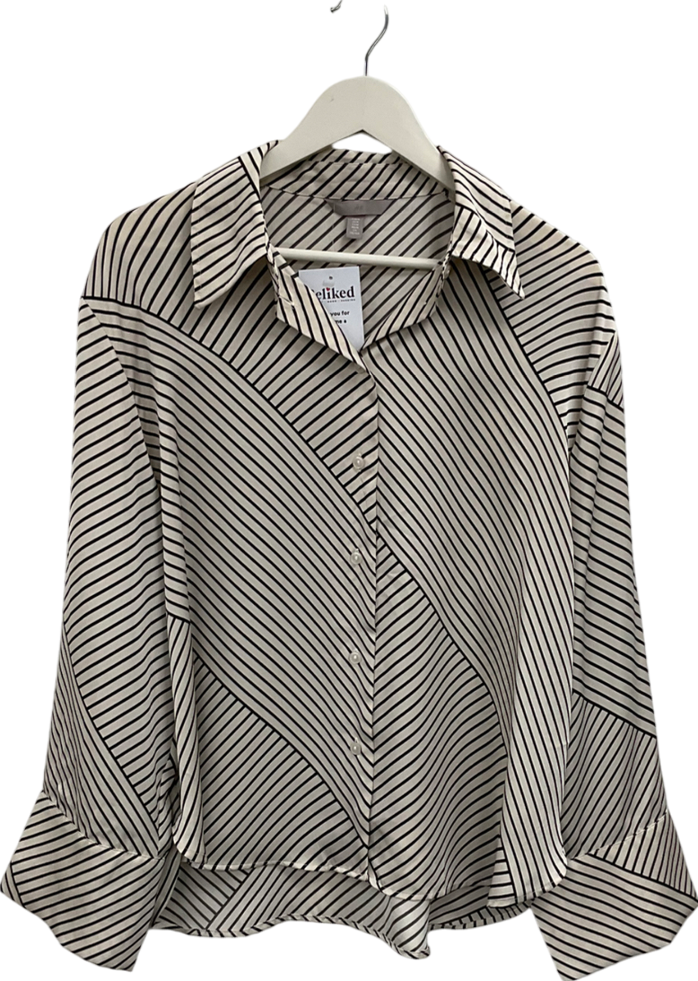 H&M Cream Striped Satin Shirt UK M