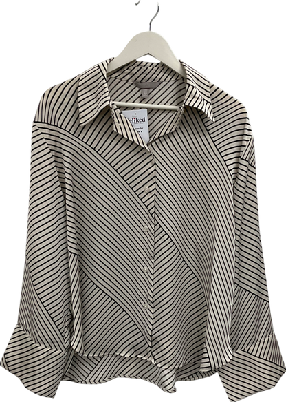 H&M Cream Striped Satin Shirt UK M