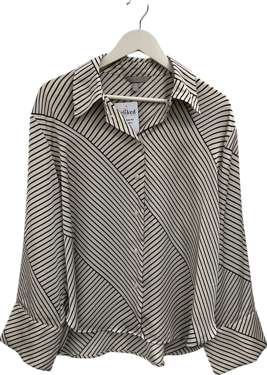 H&M Cream Striped Satin Shirt UK M