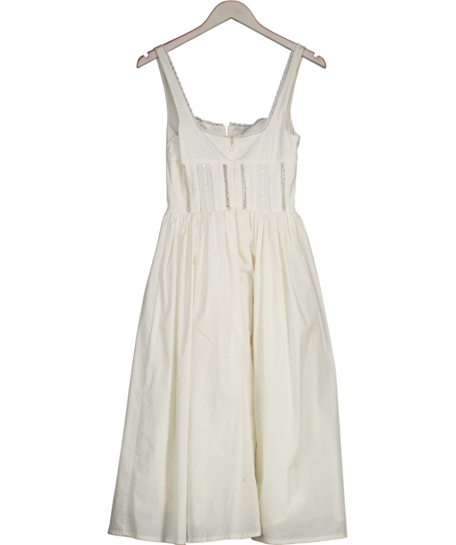 House of CB Perle White Lace Trim Midi Dress UK S