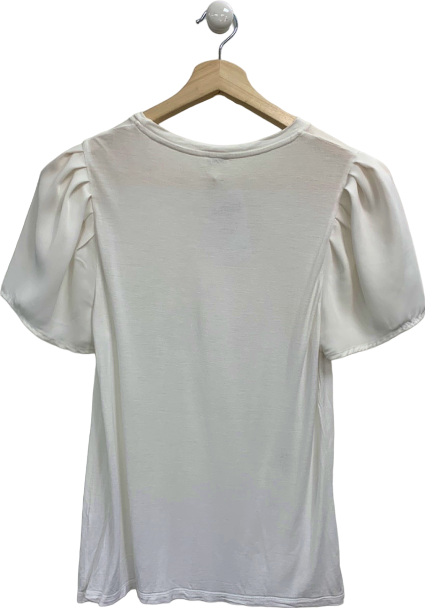 River Island White Puff Sleeve T-shirt UK 12