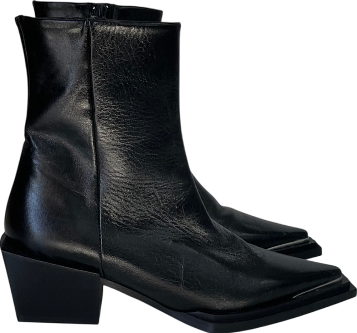 Topshop Black Riley Leather Western Boot UK 5 EU 38 👠