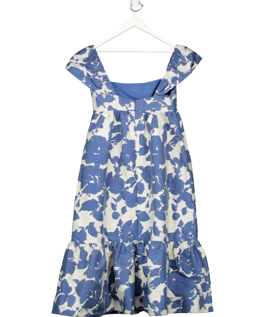 & Other Stories Blue Abstract Print A-line Midi Dress UK 12