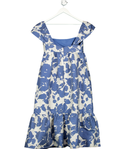 & Other Stories Blue Abstract Print A-line Midi Dress UK 12