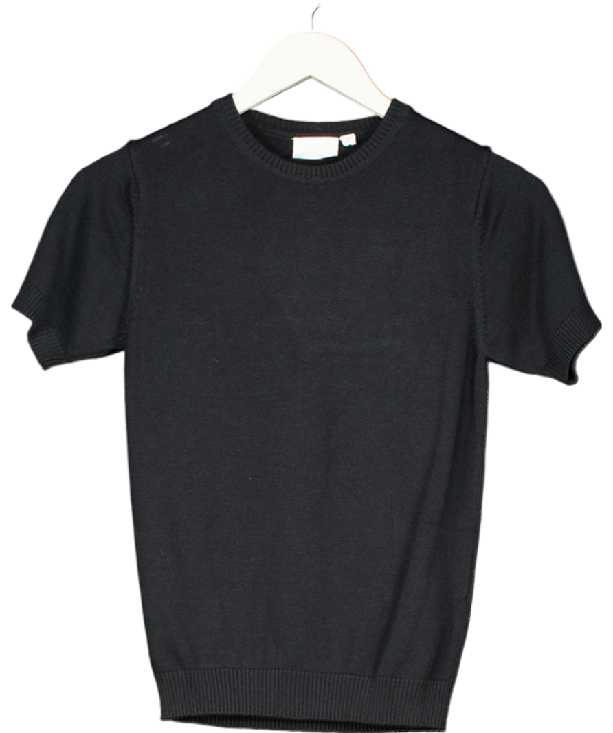 Julia Amory Black Lee Cotton/ Viscose Blend Short Sleeve Knit Top UK XS