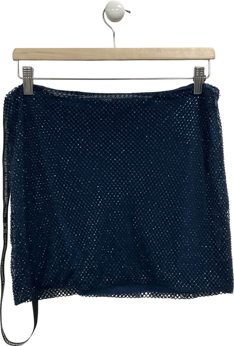 SLA the label Blue Drew Diamante Skirt UK M
