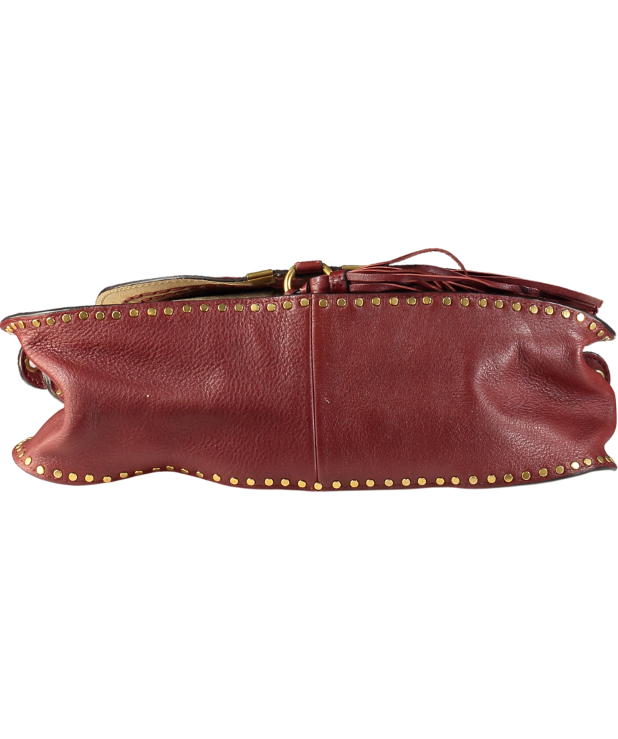 Chloé Burgundy Marcie Leather Satchel Bag with crossbody strap