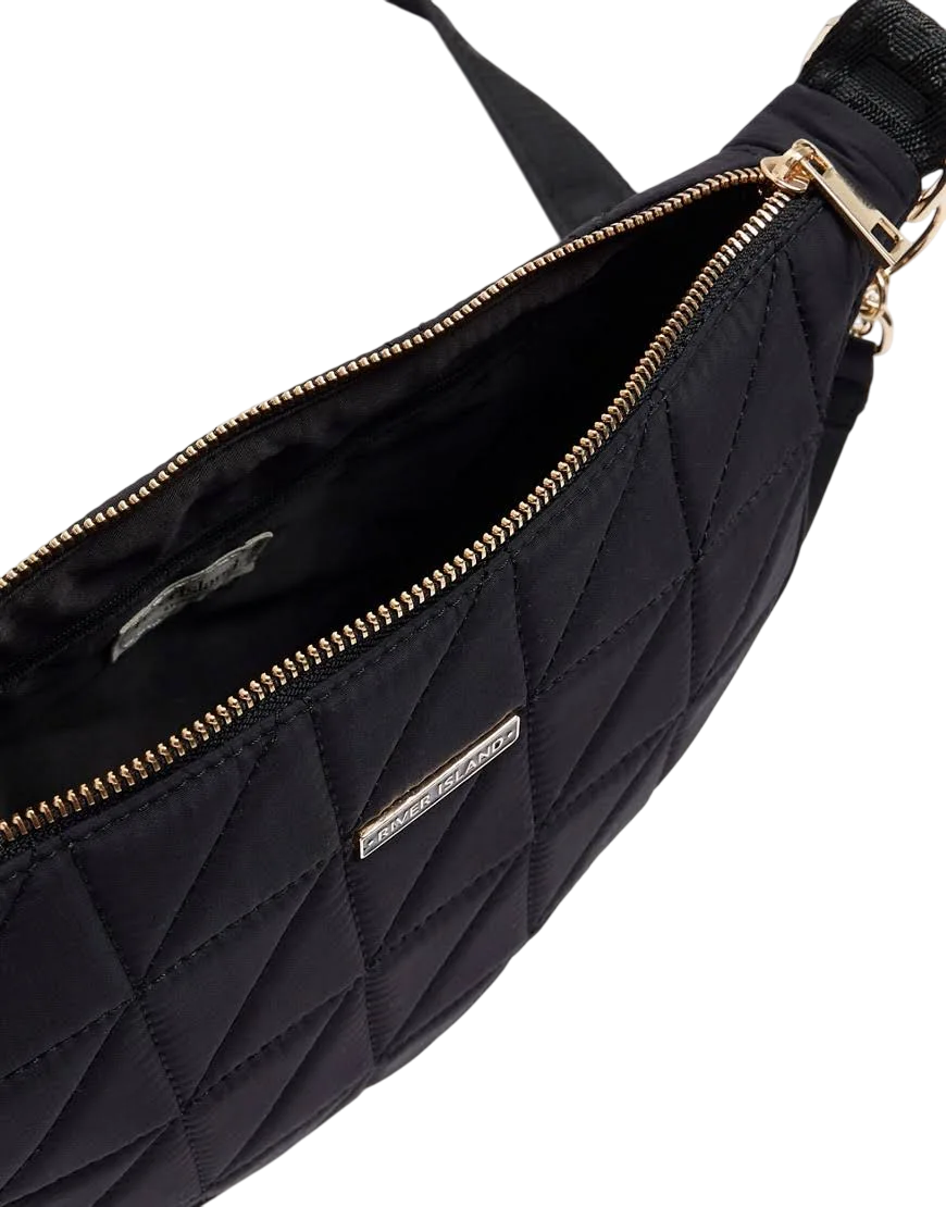 River Island Black Soft Quilted Cross Body Bag